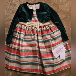 Festive Striped Toddler 3T Holiday Dress